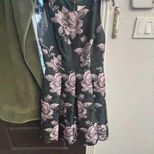 Floral Sleeveless Dress - Green and Pink